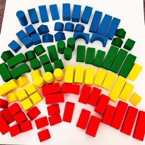 91 Piece Colorful Wooden Building Blocks Set
